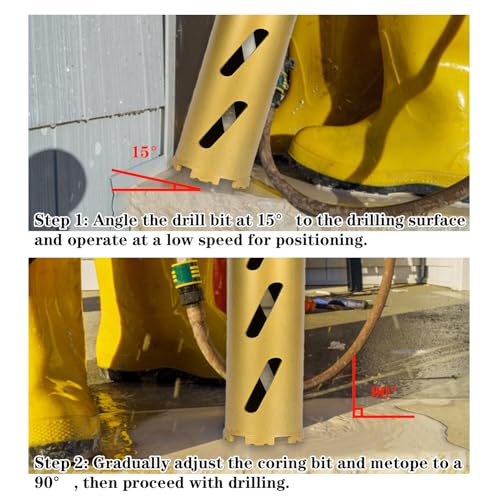 6" Dry Core Drill Bits for Cured Concrete with Rebar Brick Block Masonry etc 12.2in/310mm Drilling Depth，10mm Diamond Segment Height，2 Adapters - size: 6 inches