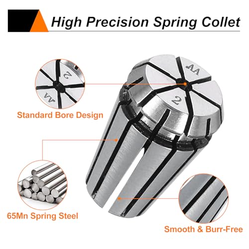 HARFINGTON Spring Collet Chuck ER11 2mm 65Mn Spring Steel Precision Router Collets for CNC Engraving Milling Lathe Tool - size: ER11 x 2mm