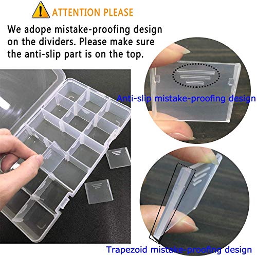 Qualsen Bead Organizer Box with Adjustable Dividers, 18 Girds, 4 Pack - size: 18 Gird-4pcs