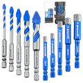Greywolf 10 pcs Diamond Drill bit Set, Tile Drill bits, Suitable for Ceramic, Glass, Porcelain, Marble, and Granite in Drilling Holes, Hexagonal Shank Tile Drill bits with Cooling Wax, 5/6/8/10/12mm