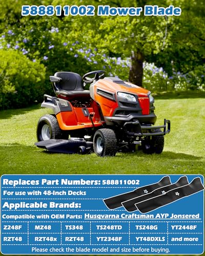 IWIWE 588811002 Mower Blades Fits Husqvarna 48 Inch Lawn Mower Deck