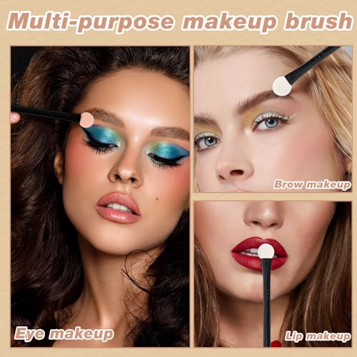 Uorpoto Eyeshadow Applicators Double Sided Sponge Makeup Brushes Reusable 8Pcs Round Foam Eye Shadow Applicator Sticks Brush Set Washable - color: Black 8Pcs