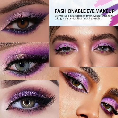 9-Color Purple Eyeshadow Palette–High Pigment Matte Shimmer Glitter Eyeshadow Palette in Magenta, Lavender, Lilac, Violet & Taupe,Long-Lasting Waterproof, Blendable for Creative & Everyday Looks - color: C-#02