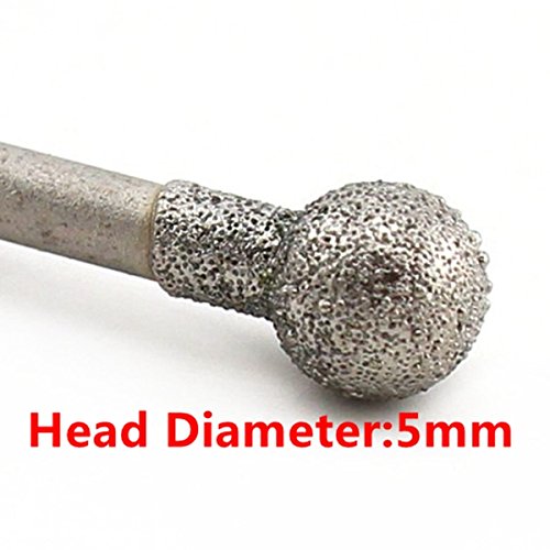 ILOVETOOL 5mm Diamond Ball Burrs Tools for Jewelry Making Gem Stone Pack of 20Pcs - size: Head 5.0mm (3/16")