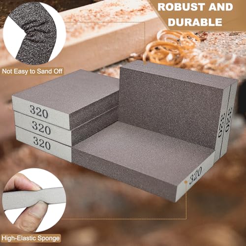 Tonmp 6 Pack 320 Grit Fine Sanding Sponge, Washable and Reusable Sanding Blocks Great for Pot Pan Brush Sponge Brush Glasses Sanding Wood Sanding Metal Sanding (320 Grit) - style: 320 Grit