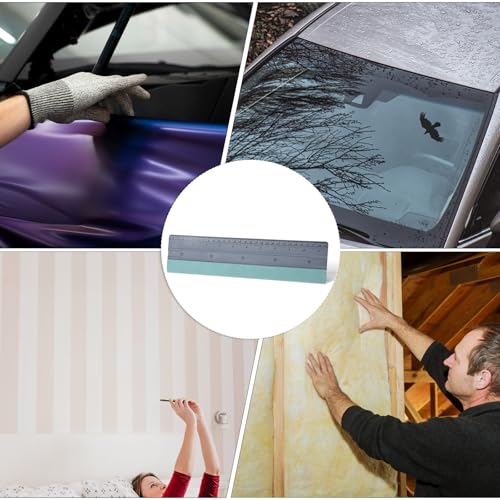 Felt Squeegee, 12 Inch Vinyl Squeegee Tool, Wallpaper Smoothing Tool with Ruler & Micro Suede Felt Edge for Vinyl Graphic Decal Car Wrapping Applicator Wallpaper Smoothing