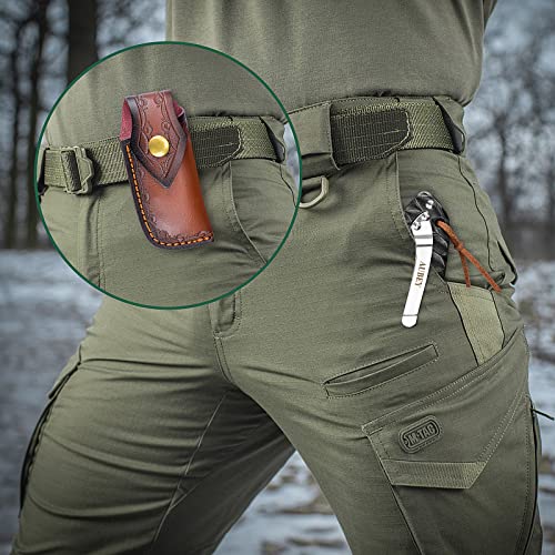AUBEY Damascus Pocket Knife for Men, Forged 2.95" Damascus Steel Blade DMHY