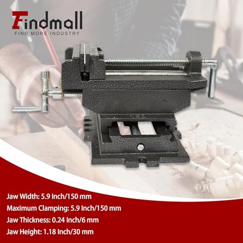findmall 6 Inch Cross Slide Drill Press Vise Heavy Duty Benchtop - color: Black, size: 6 inch