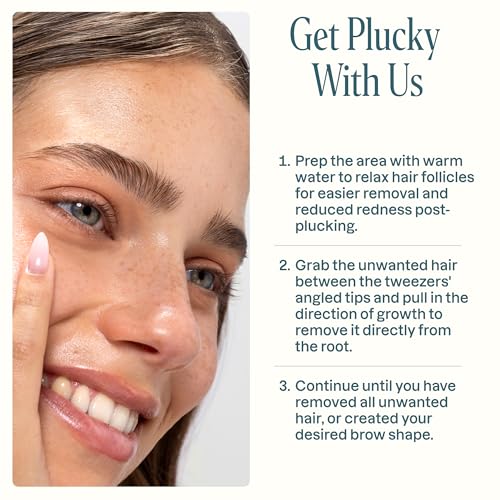 Cliganic Tweezers For Eyebrows, Women Facial Hair & Men, Slant Tip, Pink - color: Pink