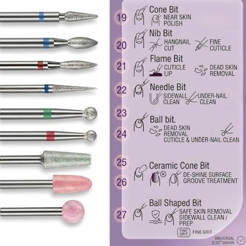 30Pcs Nail Drill Bits Set: 3/32 Inch Carbide Cuticle Ceramic Nail Bits - color: 30Pcs Nail Drill Bits