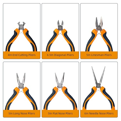MANUFORE 6-Piece Mini Pliers Set for Precision Cutting, Gripping, Twisting