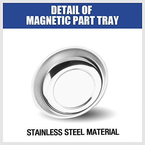 HORUSDY Magnetic Tray | 3-Piece | Round Magnetic Parts Tray | 3 Inch 4 Inch 6 Inch Magnetic Tray for Mechanic's | Stainless Steel - color: 3-Piece Magnetic Tray - Basic