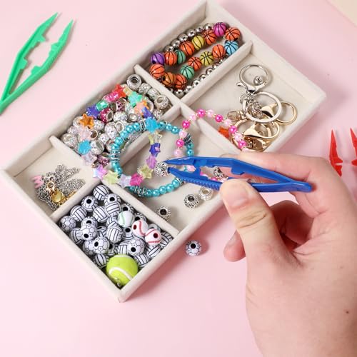 30 Pcs Plastic Tweezers for Crafts, Fine Point Bead Tweezers