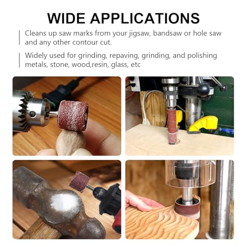 19 Pack Spindle Sander Sleeves with Sandpaper Cleaning Stick - Eraser, 4-1/2’’ Length, 1/2’’, 3/4’’, 1’’, 1-1/2’’, 2’’, 3’’ Diameter Sanding Sleeves Set, Grit 80, 150, 240,for Spindle Drum Sanders