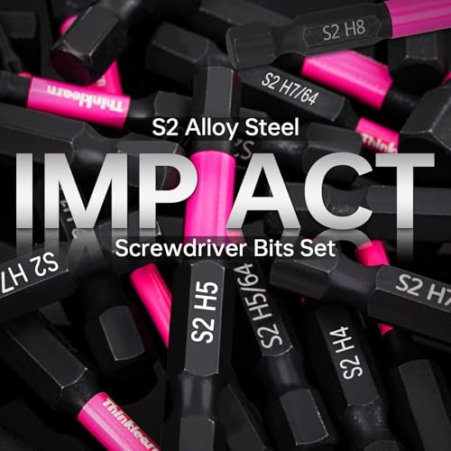 ThinkLearn 20PCS (Metric&SAE) Impact Hex Head Allen Wrench Drill Bit Set - color: Pink, size: 2" Hex Bits