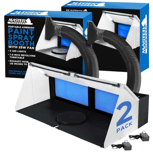 Master Airbrush Portable Airbrush Spray Booth Station with LED Light 2 Pack - color: Double Black