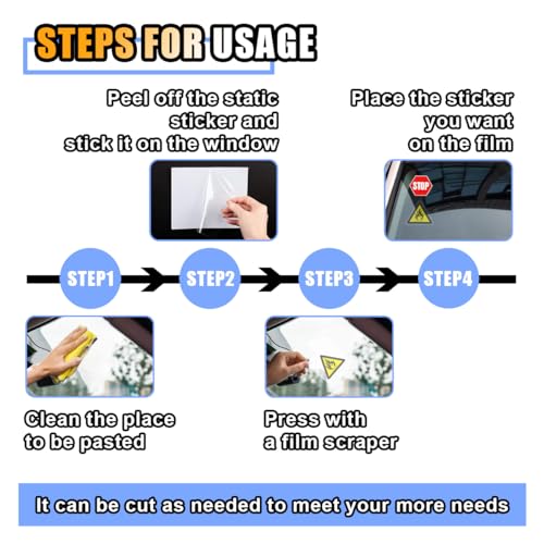 smilfuy Car Windshield Sticker Decals, 6.3×6.3 Inch Car Windshield Sticker Applicator with Squeegee, Clear Window Static Cling Film Decals for Car Parking Permit Inspection Sticker Holder (6 Sheets)