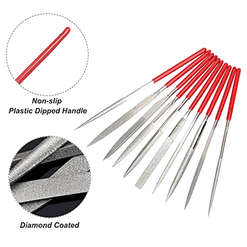 10 Pcs Mini Diamond Needle File Set Diamond Files Mini Needle Set 2x100mm