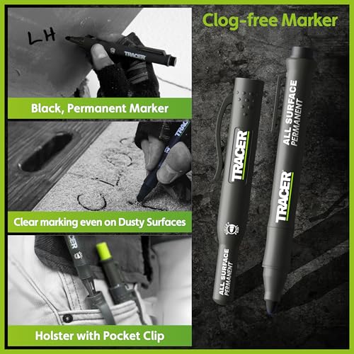 Tracer Construction Pencil Kit - Carpenter Pencils w/Markers - 5pc Set - style: 5pc Set