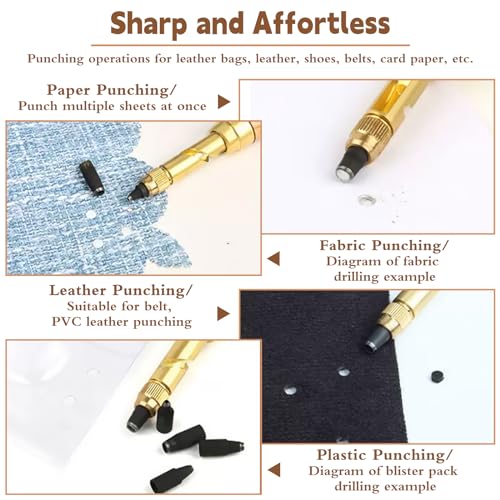 Mnuizu Japanese Adjustable Leather Screw Punch with 1.5-4mm Hole Punch Tips - color: White