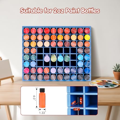 Krafetto 2 Pack 80-Grid Paint Organizer for 2 Oz Bottles, Wall Mount, Blue - color: 2pc blue paint rack