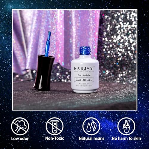 RARJSM Dark Blue Magnetic Galaxy Glitter Cat Eye Gel Nail Polish 15ml - color: 9D Blue
