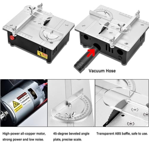 Precision Mini Electric Table Saw, DIY Hobby Handmade Woodworking Bench Cutting Machine Adjustable Cut Depth Small Desktop Saw for Miniature Wood Craft (Regular style) - style: Regular style