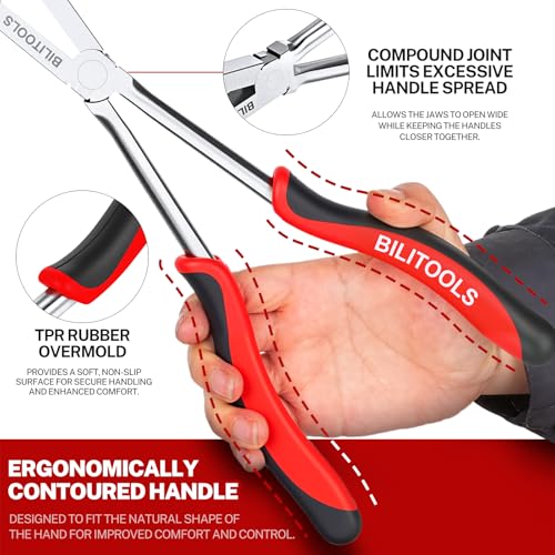 BILITOOLS 11" Extra Long Diagonal Cutting Pliers, Double Joint