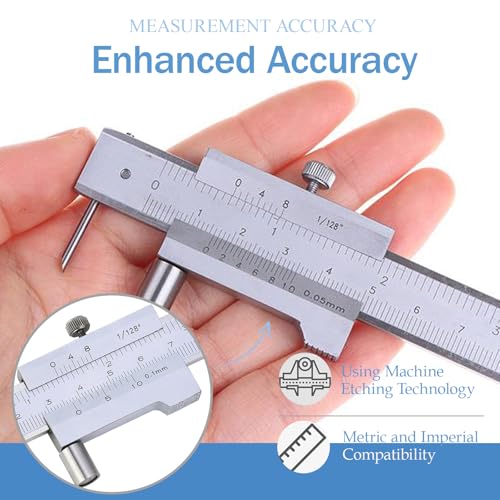 Vernier Caliper, Parallel Crossed Caliper, 0-200mm Stainless Steel Vernier Scribing Caliper Marking Gauge with Carbide Scriber/Needle Parallel Marking Gauge Vernier Caliper