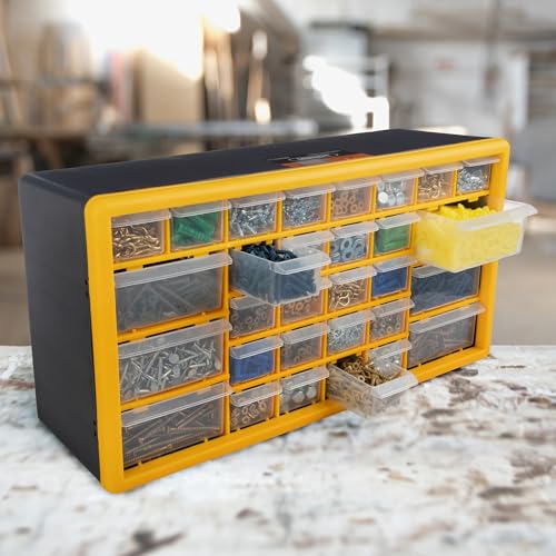 Stalwart 30-Drawer Plastic Small Parts Organizer, Yellow