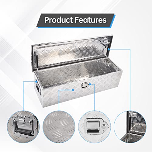 39" Aluminum Truck Tool Box with Side Handle, Silver(39"×13"×10") - color: Silver, size: 39"x13"x10"