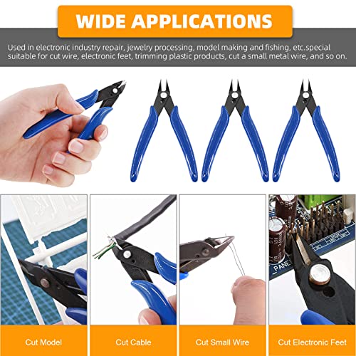6Pcs 5 Inch Micro Wire Flush Cutters, Precision Plastic Model Flush Cutter Side Cutting Pliers, Ultra Sharp Flush Nippers Tool For Electronics Industry/Jewelry Processing/Hobby Model Making