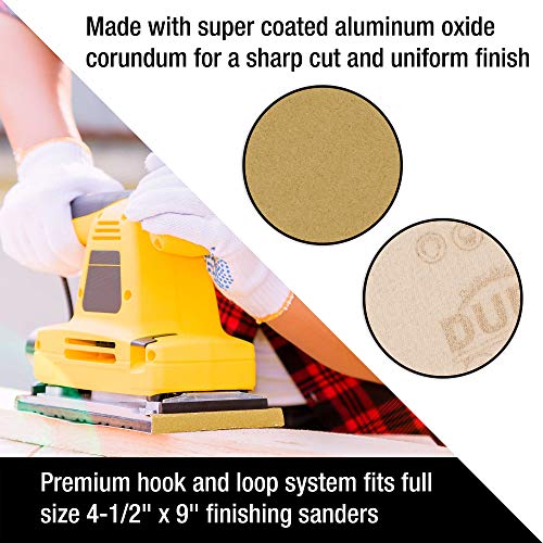 Dura-Gold Premium 1/2 Sheet Gold Sandpaper Sheets, 100 Grit (Box of 16) - size: 100-Grit