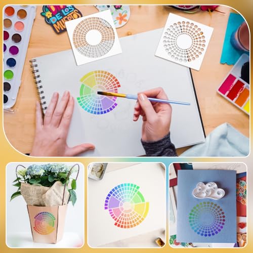 BENECREAT 4Pcs Acrylic Journal Stencils, Handmade Flexible Record Template, Planner Stencil for Bullet Journaling, Reusable Calendar Planners, Durable Writing & Drawing Tools - style: Square