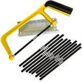 Hanpex 6 in. Mini Hacksaw Set - 150mm Extra Fine Cut Hack Saw Sets and 10pcs Extra Bi-Metal Blades for Wood and Metal - style: Hacksaw set and 10pc Blades