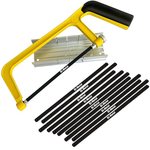 Hanpex 6 in. Mini Hacksaw Set - 150mm Extra Fine Cut Hack Saw Sets and 10pcs Extra Bi-Metal Blades for Wood and Metal - style: Hacksaw set and 10pc Blades