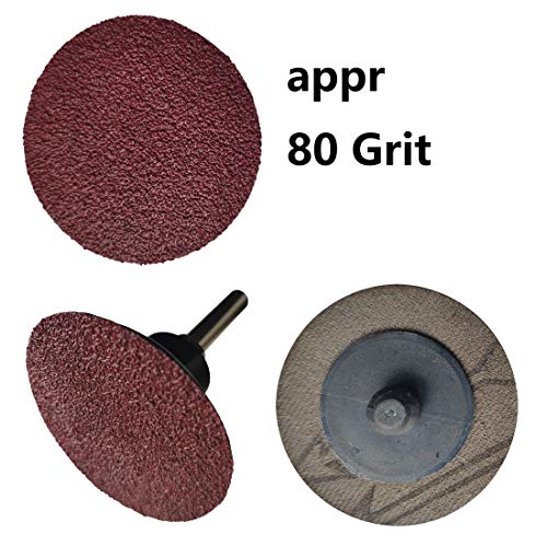 Sanding Discs 50PCS 2-Inch Quick Change Surface Conditioning Set with 1/4" Holder – Red, Blue, Green, Brown, Khaki Discs – 80 to 400 Grit for Rust, Paint, Burr, and Surface Removal – Fits Die Grinders