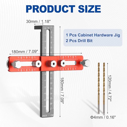 HARFINGTON Adjustable Cabinet Hardware Jig Cabinet Handle Template Tool - color: Orange