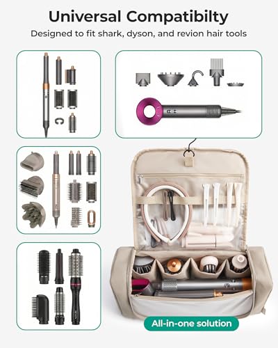 BAGSMART Hair Tool Travel Bag, Organizer for Dyson Airwrap with Hook - color: Olive green