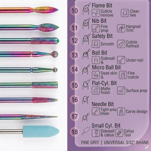 30Pcs Nail Drill Bits Set: 3/32 Inch Carbide Cuticle Ceramic Nail Bits - color: 30Pcs Nail Drill Bits