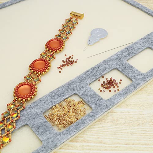 The Beadsmith Seed Bead Treasure Mat – 14” x 11” (35.6 x 27.9cm) – Soft Surface, 7 Compartments, Raised Border – Perfect for Working on Seed Bead Projects, Beading, Jewelry Making and DIY Hobbies - size: 14" X 11"