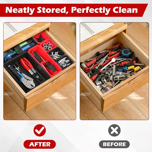 TOOLEAGUE 69Pcs & 5 Sizes Tool Box Organizer with 15Lb Magnetic Pickup Pen - size: 69Pcs with 15Lb Magnetic Pickup Pen