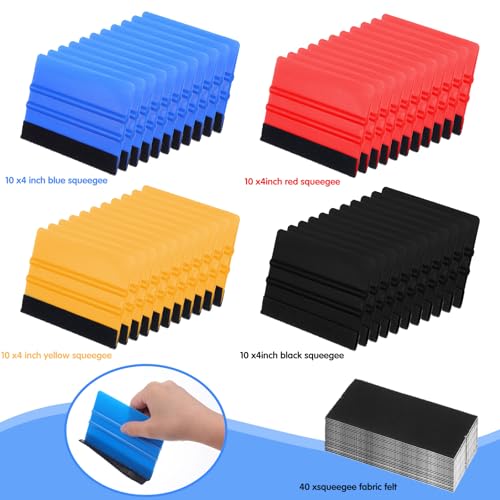 80 Pcs Vinyl Squeegee with 4 Inch Felt Fabric Edge Squeegees Tool with Soft Cloth for Window Tint Film Decal Squeegee Application Tools Vinyl Wrap Installation Wallpaper Smooth Tool