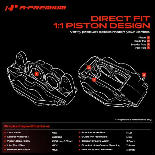 A-Premium Front Left and Right Side Disc Brake Caliper - style: Casting# S13WE Front Driver and Passenger