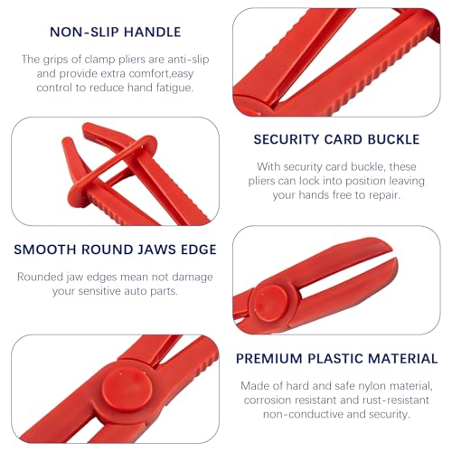 6-Piece Hose Pinch Clamp Pliers, Pinch Pliers, Line Clamp Set for Flexible Hoses Fuel Hoses Gas Lines Brake Hoses Radiator