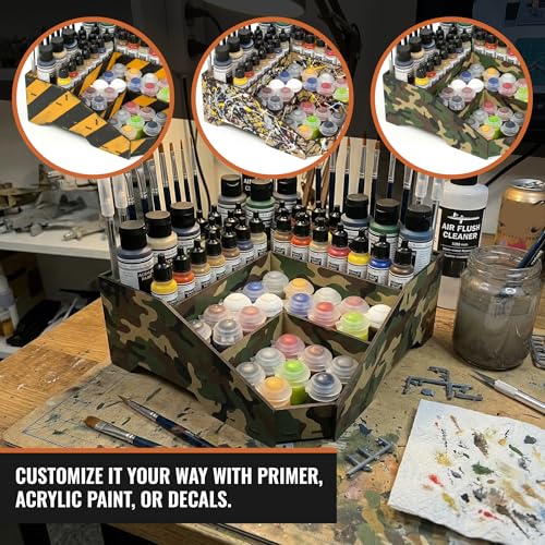 PROSCALE Universal Corner Paint Organizer for Miniatures Modeling Artists, Modular corner Paint Holder + Brush/Tool Compatible with Citadel, Vallejo, Army Painter, Tamiya, others (Module D) - color: Paint rack D