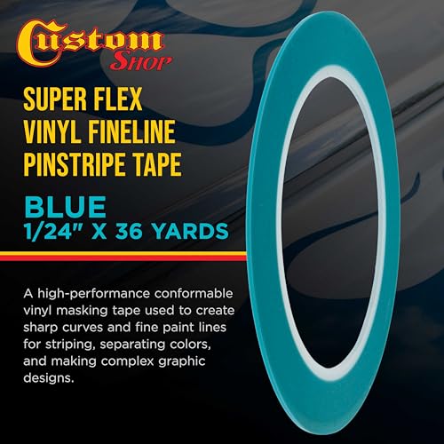 Custom Shop Vinyl Fineline Pinstripe Tape, Blue 1/24" x 36 Yard Roll - size: 1/24-Inch x 36-Yards