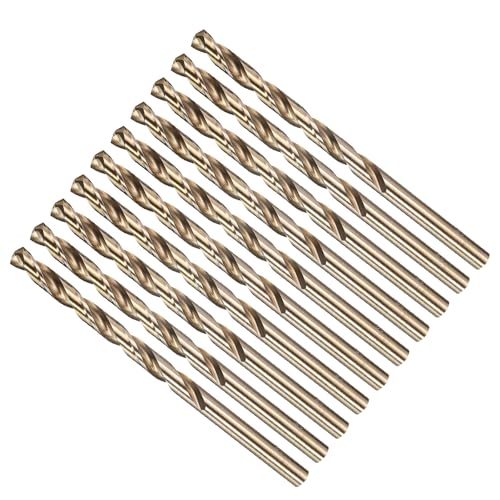 METALLIXITY Micro Drill Bit (#8) 4341 High-Speed Steel Gold 135° 10Pcs - size: #8 (5.055mm)