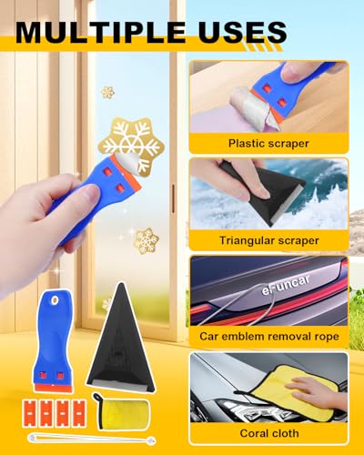 Car Emblem Removal Tool Kit, 8 Pcs Plastic Razor Blade Scraper - color: 8Pcs Car Surface Logo Emblem Remover Kit