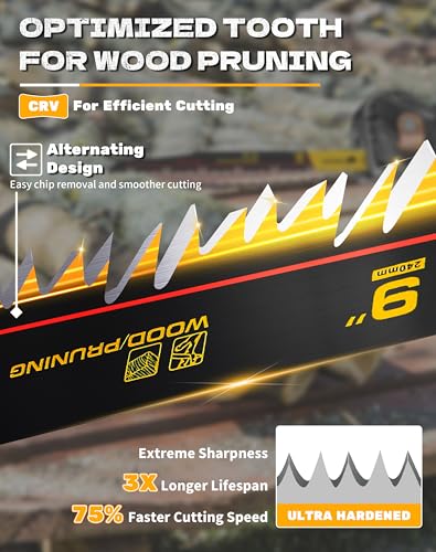 9 Inch Wood Pruning Reciprocating Saw Blades for Tree Trimming, 10 PCS/5TPI - size: 9 INCH (10 PCS)